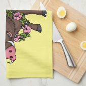 Niedlicher Cartoon Wildschweine und Blume Geschirrtuch (Viertel Falte)