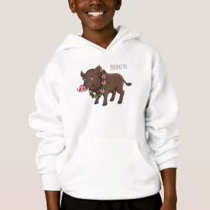 Niedlicher Cartoon Wildschweine und Blume Hoodie