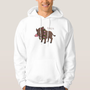 Niedlicher Cartoon Wildschweine und Blume Hoodie