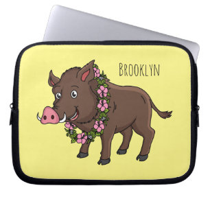 Niedlicher Cartoon Wildschweine und Blume Laptopschutzhülle