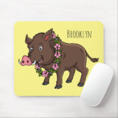 Niedlicher Cartoon Wildschweine und Blume Mousepad (Mit Mouse)