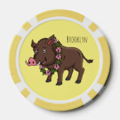Niedlicher Cartoon Wildschweine und Blume Pokerchips (Rückseite)