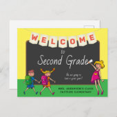 Niedlicher Cartoon Willkommen auf der Postkarte de (Vorne/Hinten)