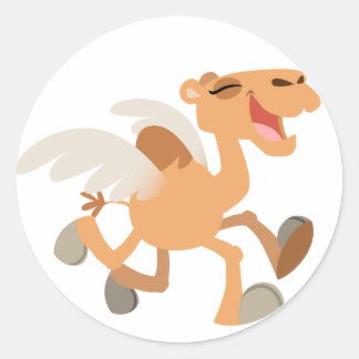 Niedlicher Cartoon Winged-Camel-Aufkleber Runder Aufkleber