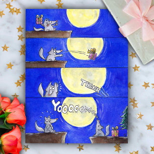 Niedlicher Cartoon Wolf Comic Danke, Postkarte