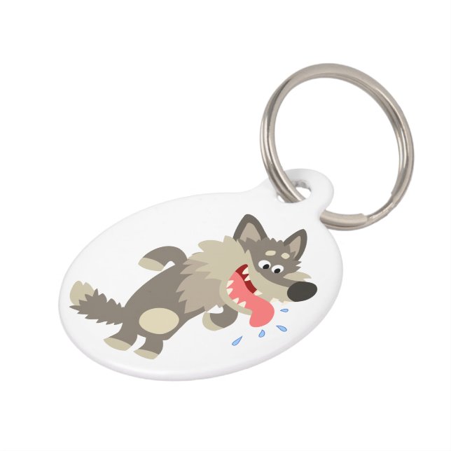 Niedlicher Cartoon Wolf Dog Tag Tiernamensmarke (Seite)