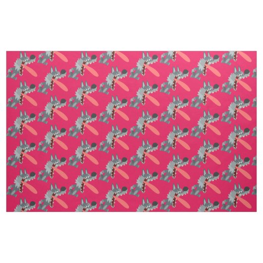 Niedlicher Cartoon Wolf Fabric Stoff (Fat Quarter (45,7 x 55,9 cm))