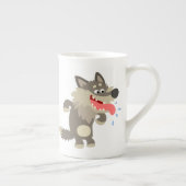 Niedlicher Cartoon Wolf Knochen China Tasse (Rechts)