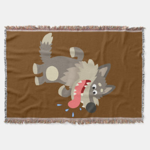 Niedlicher Cartoon Wolf Throw Blanket Decke