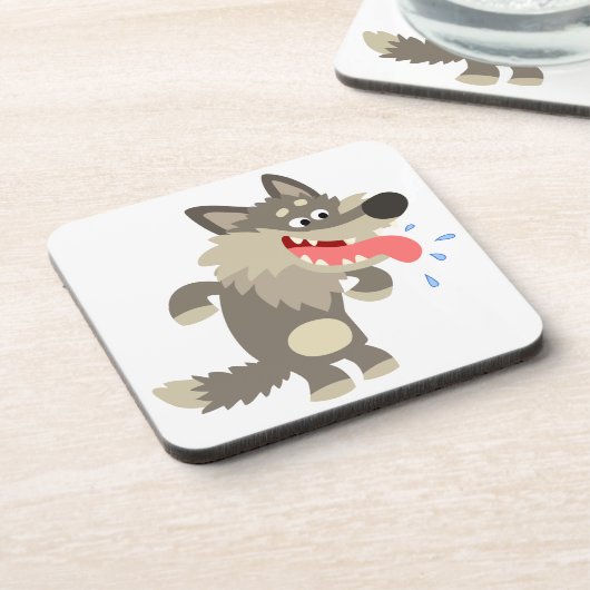 Niedlicher Cartoon Wolf Untersetzer Set (Linke Seite)