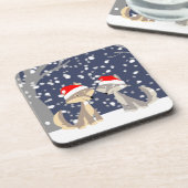 Niedlicher Cartoon Wölfe zu Weihnachten Set der Un Getränkeuntersetzer (Linke Seite)