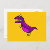Niedlicher Cartoon wütend lila Dinosaurier Postkarte (Vorne/Hinten)