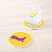 Niedlicher Cartoon wütend lila Dinosaurier Sandstein Untersetzer (Seite)