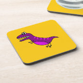 Niedlicher Cartoon wütend lila Dinosaurier Untersetzer (Linke Seite)