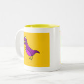 Niedlicher Cartoon wütend lila Dinosaurier Zweifarbige Tasse (Vorderseite Links)