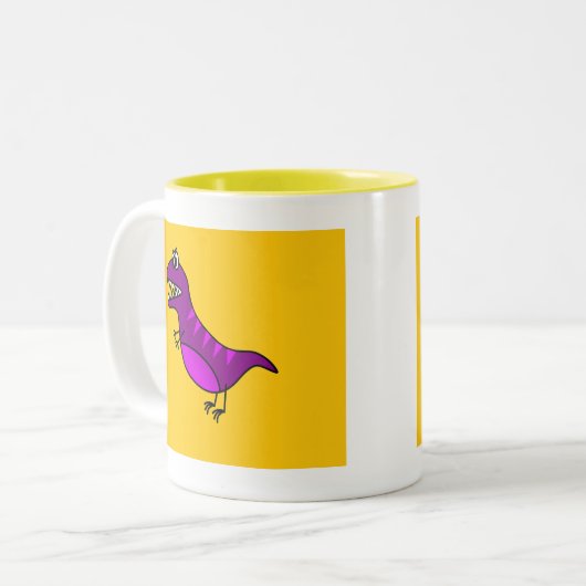 Niedlicher Cartoon wütend lila Dinosaurier Zweifarbige Tasse (Vorderseite Links)
