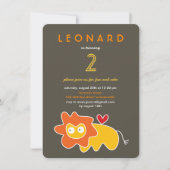 Niedlicher Cartoon Yellow Lion Kinder Foto Geburts Einladung (Vorderseite)