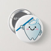 Niedlicher Cartoon Zahnbürste mit Zahnbürste Button (Vorne & Hinten)