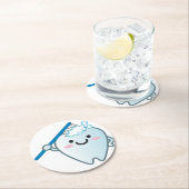 Niedlicher Cartoon Zahnbürste mit Zahnbürste Runder Pappuntersetzer (Vor Ort)