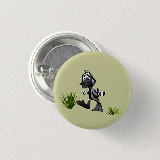 Niedlicher Cartoon Zebra Duck Button (Vorne & Hinten)
