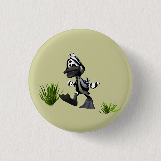 Niedlicher Cartoon Zebra Duck Button (Vorderseite)