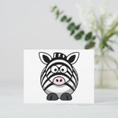 Niedlicher Cartoon Zebra Postkarte (Stehend Vorderseite)