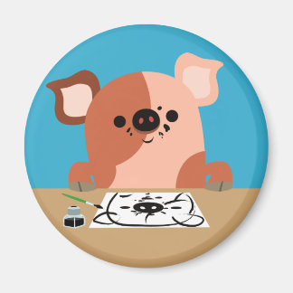 Niedlicher Cartoon Zeichnend Piglet Magnet