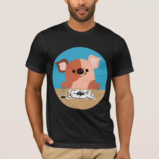Niedlicher Cartoon Zeichnend Piglet-T - Shirt (Vorderseite)