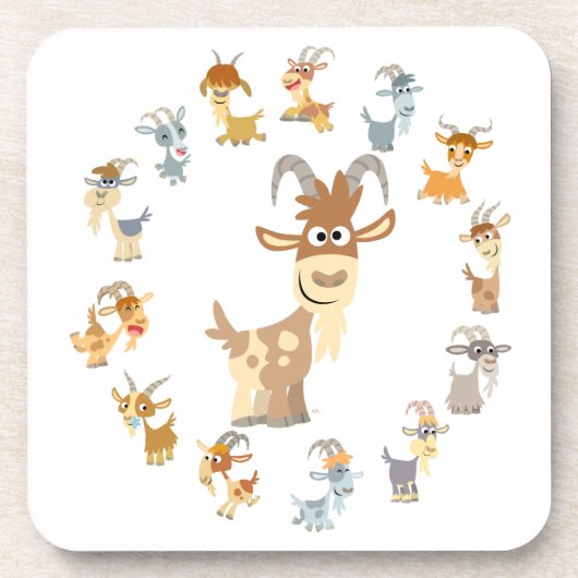 Niedlicher Cartoon Ziege Mandala Untersetzer Set (Vorderseite)