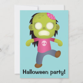 Niedlicher Cartoon Zombie Girl Halloween-Party Einladung