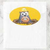 Niedlicher Cartoon zum Ausgraben von Mole Ovaler Aufkleber (Tasche)