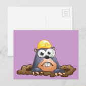 Niedlicher Cartoon zum Ausgraben von Mole Postkarte (Vorne/Hinten)