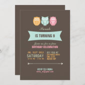 Niedlicher Cartoon zum Geburtstag Einladung für Ki (Vorne/Hinten)