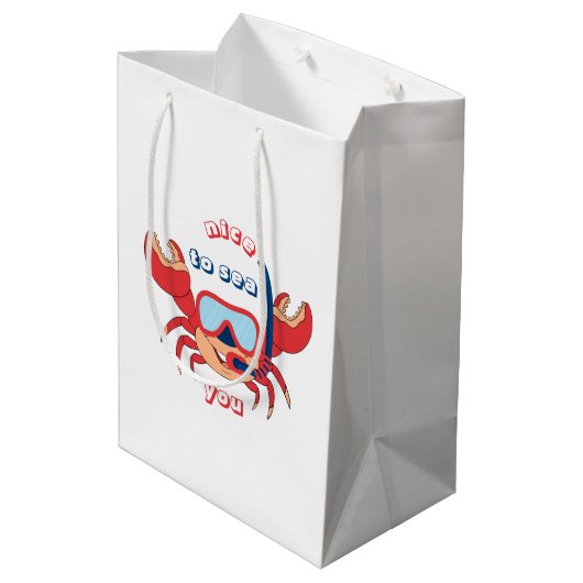 Niedlicher Cartoon zum Schnorcheln Mittlere Geschenktüte (Rückseite Schrägansicht)