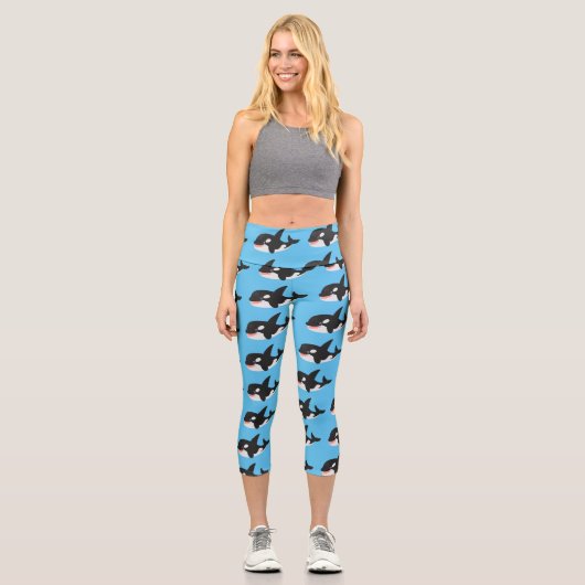 Niedlicher Cartoon zur Illustration von Wal Capri Leggings (Vorderseite)
