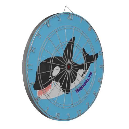 Niedlicher Cartoon zur Illustration von Wal Dartscheibe (Vorderseite Links)