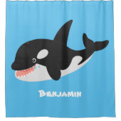 Niedlicher Cartoon zur Illustration von Wal Duschvorhang (Vorderseite)