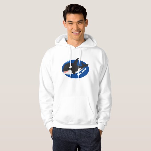 Niedlicher Cartoon zur Illustration von Wal Hoodie (Vorne ganz)