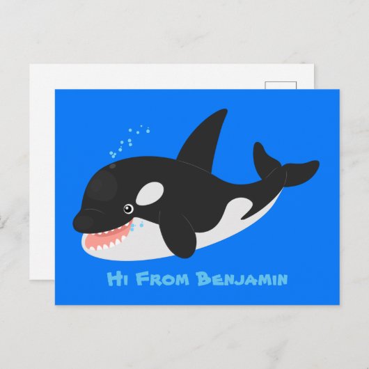 Niedlicher Cartoon zur Illustration von Wal Postkarte (Vorne/Hinten)