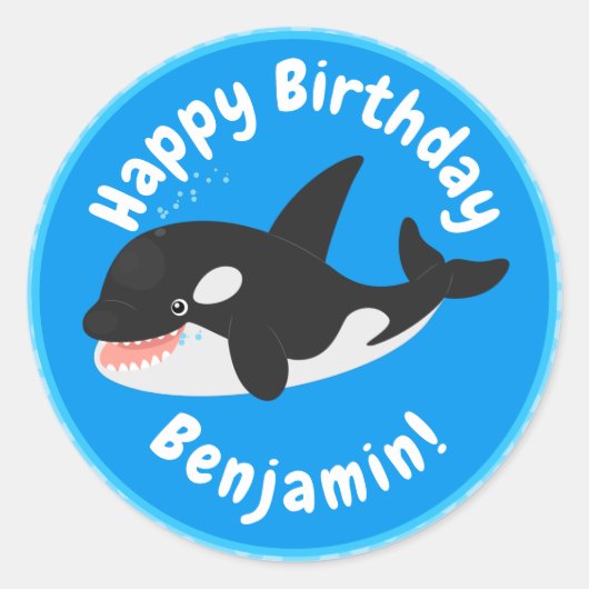 Niedlicher Cartoon zur Illustration von Wal Runder Aufkleber (Vorderseite)