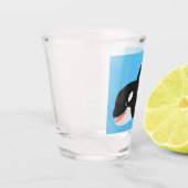 Niedlicher Cartoon zur Illustration von Wal Schnapsglas (Links)