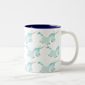 Niedlicher Cartoonblaue Unicorns-Tasse Zweifarbige Tasse