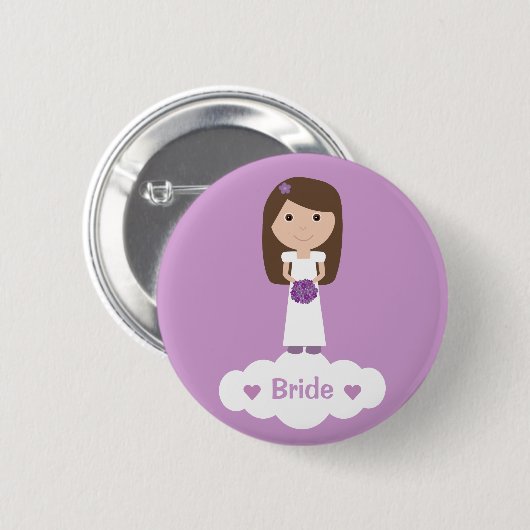 Niedlicher Cartooncharakter lila Button (Vorne & Hinten)