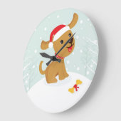 Niedlicher Cartoone Weihnachtswelpe Große Wanduhr (Winkel)