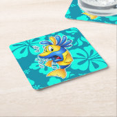 niedlicher Cartoonfisch-Untersetzer Rechteckiger Pappuntersetzer (angewinkelt)