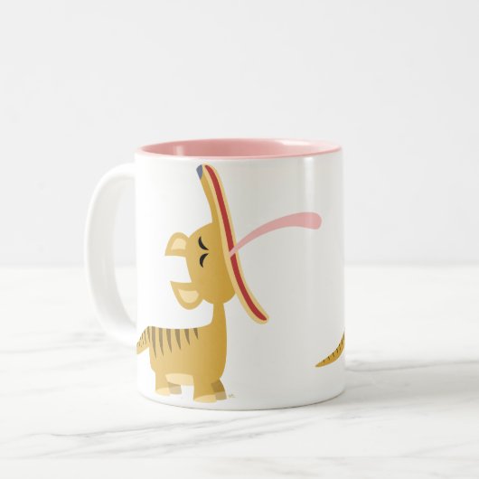 Niedlicher Cartoongähnende Thylacine-Tasse Zweifarbige Tasse (Vorderseite Links)
