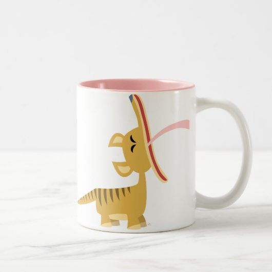 Niedlicher Cartoongähnende Thylacine-Tasse Zweifarbige Tasse (Rechts)