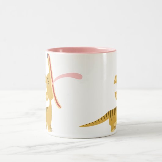 Niedlicher Cartoongähnende Thylacine-Tasse Zweifarbige Tasse (Mittel)