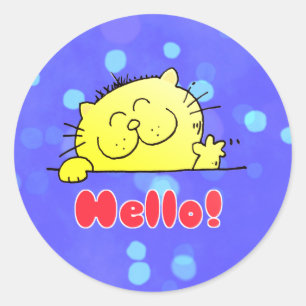 Niedlicher CartoonKitty hallo Runder Aufkleber