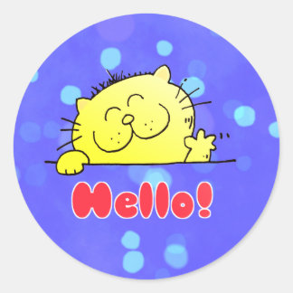 Niedlicher CartoonKitty hallo Runder Aufkleber